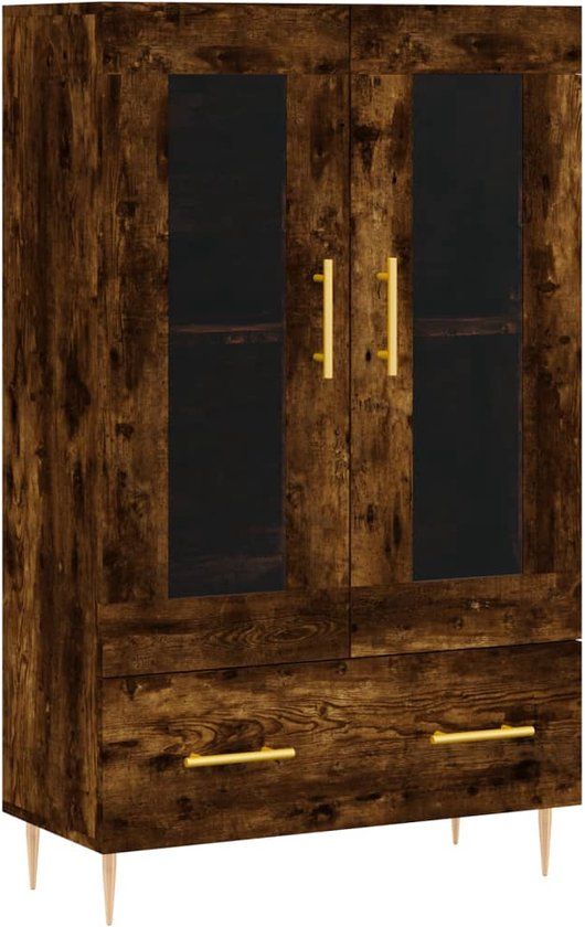 vidaXL Hoge kast 69,5x31x115 cm bewerkt hout gerookt eikenkleurig