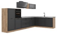 Vicco Hoekkeuken "R-Line", Antraciet landelijk/Goudkleurig Eiken 347 x cm