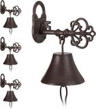 Merkloos 4x deurbel gietijzer - nostalgisch - landhuisstijl - wandbel - huisbel antiek