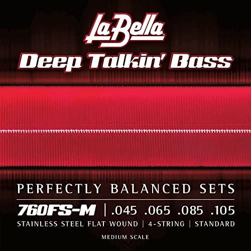 Labella Strings DEEP TALKIN' BASS - 760FS-M MEDIUM SCALE - E-BASS snaren voor e-bas - Roestvrij Steel Flat Wound - 045-105