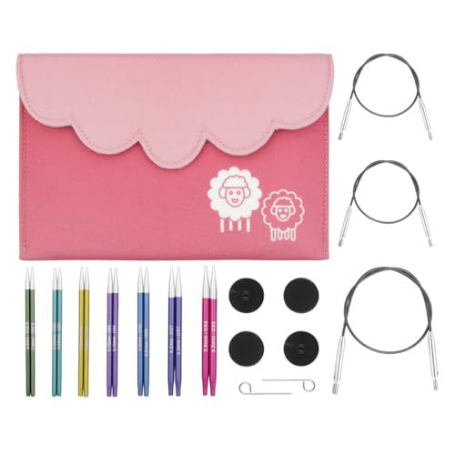 KnitPro Zing verwisselbare naaldenset – paar rondbreinaalden van 7 x 10 cm met accessoires Zing Midi-set, kleurgecodeerd voor beginners, professionals en geschenkdoos