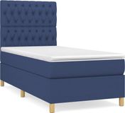 vidaXL Boxspringbed met matras, stof, blauw, 100x200 cm