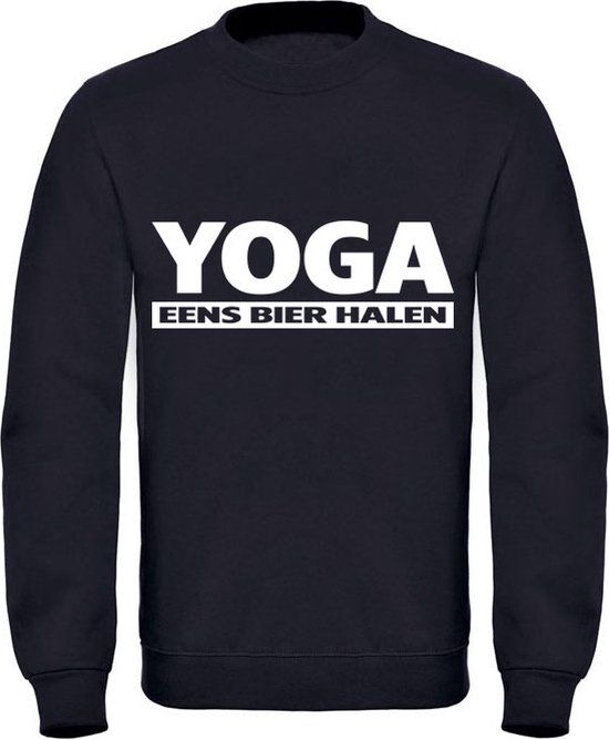 Sol's Unisex Zwarte Trui - Yoga eens bier halen - Maat M