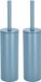 Spirella Luxe Toiletborstel in houder Cannes - 2x - lichtblauw - metaal - 40 x 9 cm
