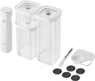 ZWILLING Fresh & Save Cube Vacuüm-starterset, maat S, vacuüm-opbergset, 6-delig, inclusief 3 x CUBE S reservoir, vacuümpomp, maatbeker, NFC-etiketten
