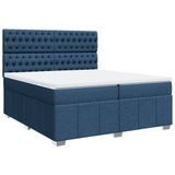 vidaXL Boxspringbed met matras, blauw, 140x200 cm, gestoffeerd