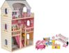 Merkloos Poppenhuis Uitklapbaar met LED-Verlichting - Houten Mini Poppenhuis - Speelhuis met Kamer Meubels - Geel