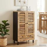 vidaXL - Opbergkasten - Naturel - 60 x 33 x 100 cm - Massief Mango Hout
