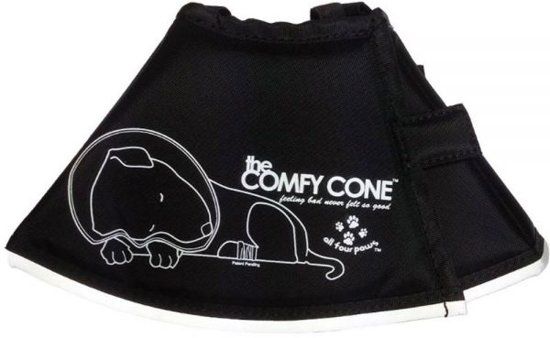 Comfy Cone Hondenkap Zwart - M 30-38 CM / 20 CM HOOG