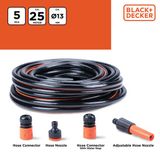 BLACK+DECKER Tuinslang met Koppelingen - 25 Meter - PVC - Zwart/Oranje