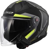 LS2 Helm Infinity II Focus OF603 mat zwart / fluor geel maat XS