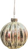 Uniplant Kerstbal bol lijn zilver/wit 8 cm