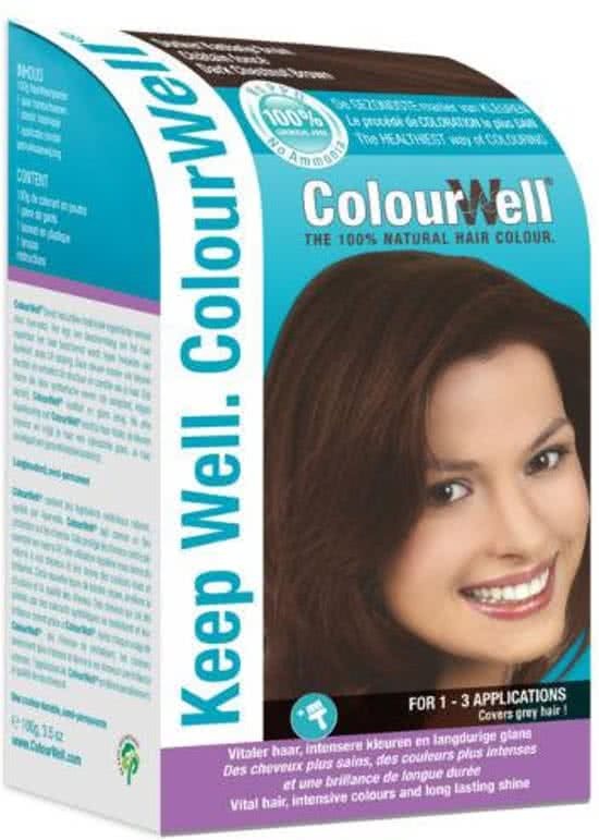 Colourwell 100 natuurlijke haarkleur donker kastanje bruin 100 G