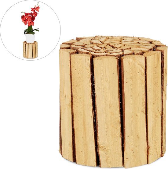 Relaxdays plantenkruk hout - plantentafel - plantenstandaard - bloempot houder - rond