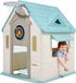 VEVOR Buitenspeelhuis 5 In 1 Tuinhuis (Rollenspeelplaats/Basketbal/Darts/Voetbal/Ringwerpen) Kinderspeelhuis met Praktische Deur, Glijbaan en Raam voor Peuters Vanaf 2 Jaar