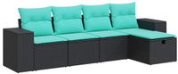 vidaXL - 5-delige Loungeset met kussens, polyrattan, zwart