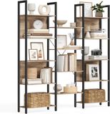 Vasagle Boekenkast - 14 Planken, Metalen Frame - 158 x 166 cm (BxH) - Bruin met Zwart