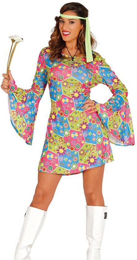 Generik Kleurrijk hippiekostuum voor vrouwen - Verkleedkleding