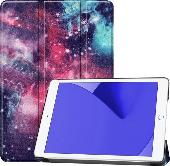 LUQ Hoesje geschikt voor Apple iPad 8 10.2 (2020) - Book Case - Galaxy - Sterren - Kunstleer