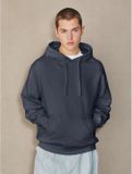 Next Heren Hoodie van zware jersey met onafgewerkte naden - Navy Blauw