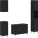vidaXL - Set de 4 - Meuble de salle de bain - BREDA - Noir - Bois travaillé