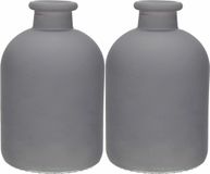 Jodeco Bloemenvaas Avignon Fles model Glas Mat grijs 2 stuks
