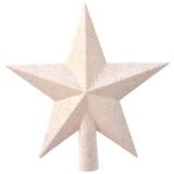Decoris Kerstboom piek - Ster vorm - Wol wit - Glitter - 19 cm - Kunststof
