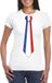 Bellatio Decorations Shoppartners Bv Wit t-shirt met Franse vlag stropdas dames - Frankrijk supporter XXL