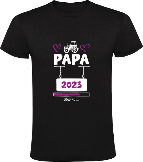 Papa Loading 2023 Heren T-shirt Zwart 2XL - Katoen