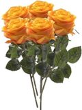 Emerald Kunstbloem roos Simone - 5x - geel/oranje - 45 cm