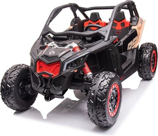Merkloos 2 persoons elektrische kinderauto CAN-AM Maverick buggy 24V 2-zits Kinderauto met afstandsbediening Zwart