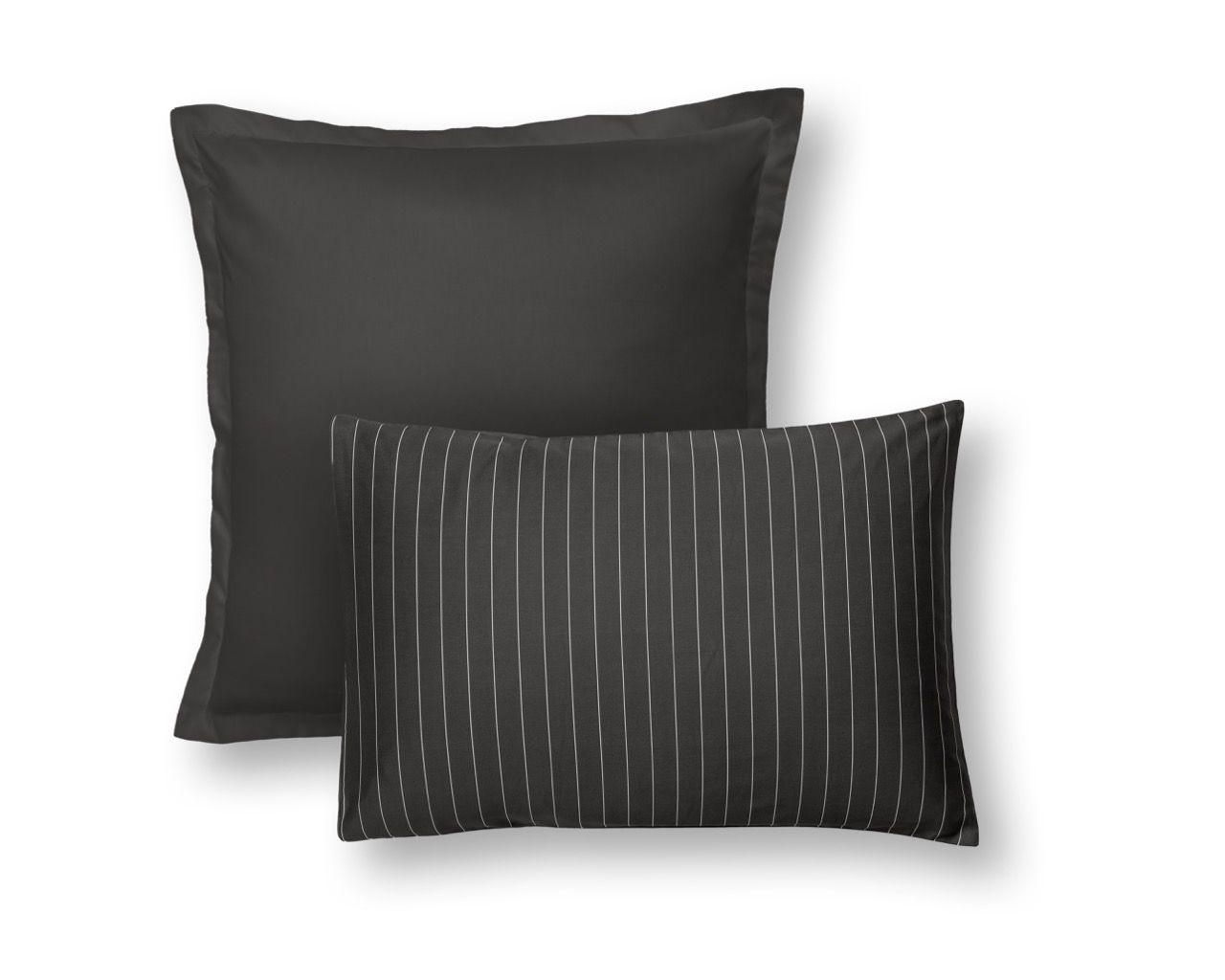 Emma Satijnen Kussensloop - 50x70 cm - Donkergrijs met Strepen & Witte Lijnen
