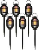Merkloos Solar tuinlamp 3 in 1 - 6x - vlameffect - zonne-energie - 23 cm - prikspot - lantaarn
