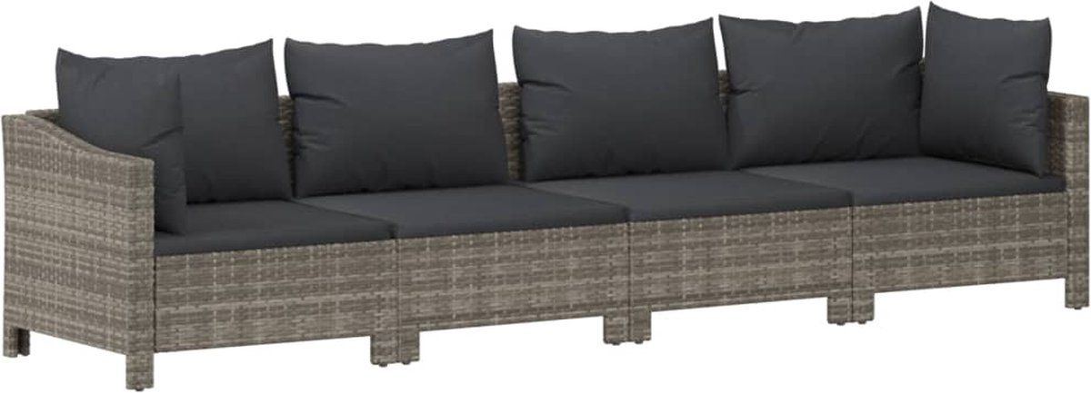 vidaXL 9-delige Loungeset met kussens poly rattan grijs