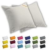 Lavea® Kussenslopen 80x80 cm Set van 2 – Kussenhoezen van 100% Zachte en Ademende Jersey Katoen met YKK Ritssluiting – Crème