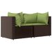 Poly Rattan Coin de jardin avec coussins 2 pièces marron