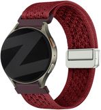 Bandz Hoogwaardig vintage nylon bandje met magneetsluiting geschikt voor Garmin Vivoactive 6 / 5 / 3 / Vivomove / 3 / HR / Style / Luxe / Sport / Trend / Forerunner 645 / 570 / 245 / 170 / 165 / 70 / 55 / Venu / SQ / SQ2 / 2 Plus - Wijnrood