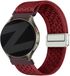 Bandz Hoogwaardig vintage nylon bandje met magneetsluiting geschikt voor Garmin Vivoactive 6 / 5 / 3 / Vivomove / 3 / HR / Style / Luxe / Sport / Trend / Forerunner 645 / 570 / 245 / 170 / 165 / 70 / 55 / Venu / SQ / SQ2 / 2 Plus - Wijnrood