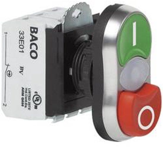 BACO BAL61QK21L L61QK21L Dubbele drukknop Kunststof frontring, Verchroomd Groen, Rood 1 stuk(s)