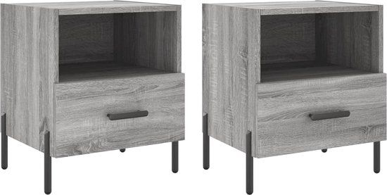 vidaXL Nachtkastjes - 2 stuks - Bewerkt Hout - Grijs Sonoma Eiken