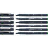 Schneider Pictus Fineliner (lijndikte 0,3 mm, onuitwisbare pigmentliner, metalen punt, behuizing van 85% gerecycled kunststof) verpakking van 6 stuks, groen