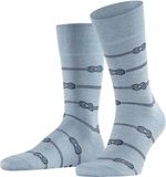 FALKE Sailing Rope gestreept katoen linnen sokken heren blauw - maat 41-42