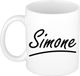 Bellatio Decorations Simone Naam koffiemok - beker - met sierlijke letters - wit