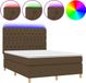 vidaXL Boxspringbed met matras en LED-verlichting, donkerbruin, 140x200 cm, stof