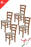 t m c s Tommychairs Venice - Eetkamerstoelen - Set van 4 - Licht Walnoot & Licht Bruin - Kunstleer & Hout