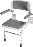 Aidapt Douchezitting Solo Deluxe Plus - Opklapbaar - Met armleuningen - Wit/Grijs