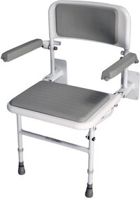 Aidapt Douchezitting Solo Deluxe Plus - Opklapbaar - Met armleuningen - Wit/Grijs