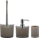 MSV Toiletborstel in houder/zeeppompje/beker - badkamer set Aveiro - kunststof - beige