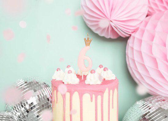 PartyDeco Verjaardagskoningin nummer 6 taartkaars 9.5cm