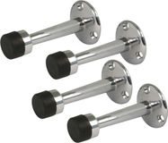 AMIG Deurstopper/deurbuffer - 4x - 75mm - muurbevestiging - verchroomd messing